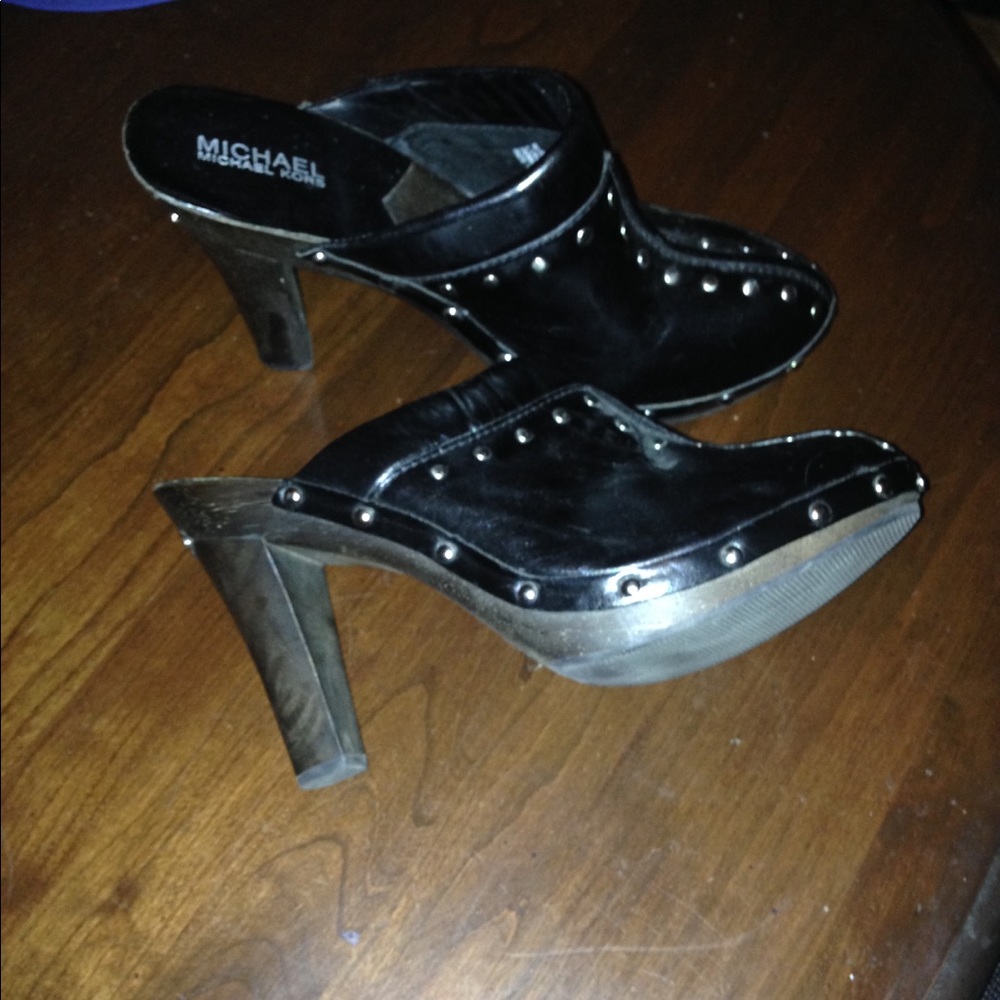 Michael Kors Studded Sexy Black Leather Mules